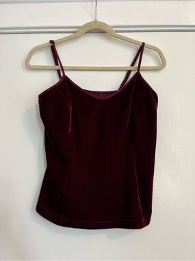Avon Burgundy Maroon Dark Red Velvet Spaghetti Strap Camisole Cami medium